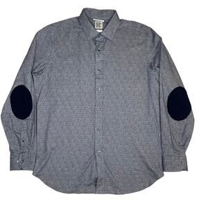 R by Robert Graham Kashmir blue floral made in Italy cashmere elbow patch size L